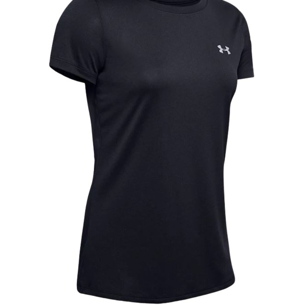 Under Armour Black/ Metallic Silver Tech Crew Top 1277207-001 Women's Large NEW